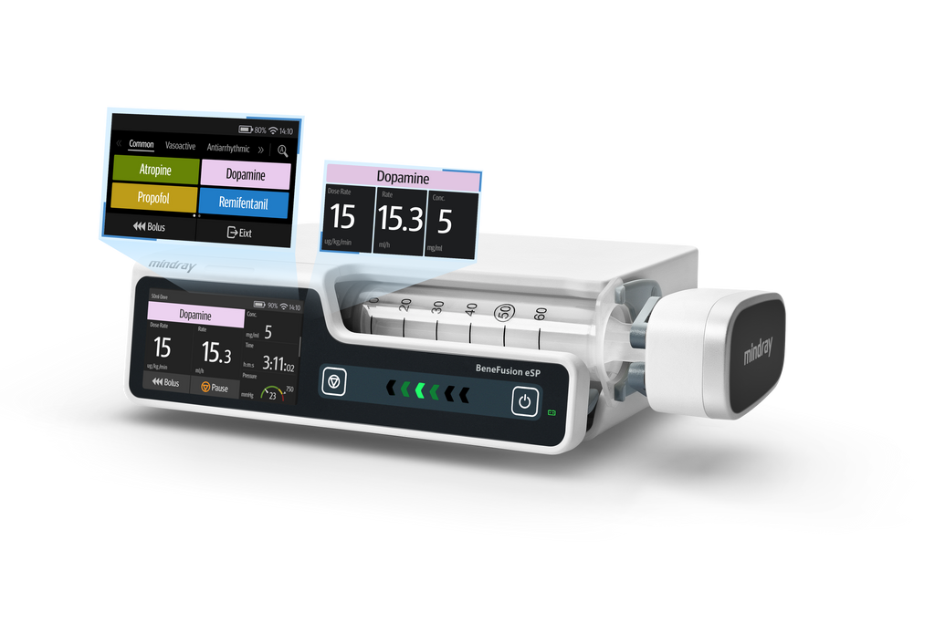 Bomba de Infusión de Jeringa con Pantalla Táctil Capacitiva de 3.5 Pulgadas, Sistema de Infusión BeneFusion Marca Mindray
