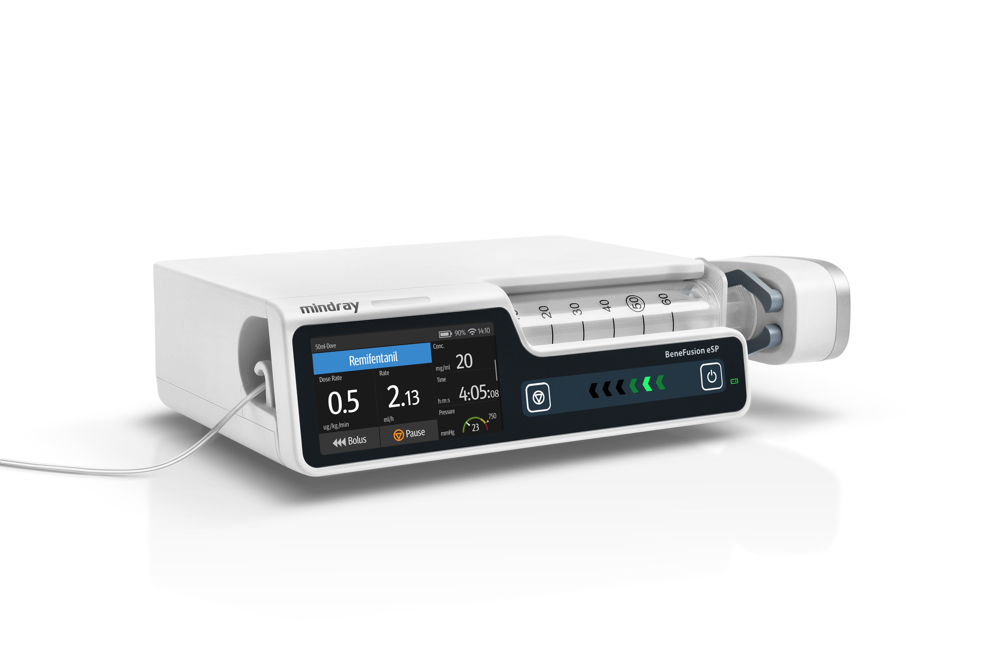 Bomba de Infusión de Jeringa con Pantalla Táctil Capacitiva de 3.5 Pulgadas, Sistema de Infusión BeneFusion Marca Mindray